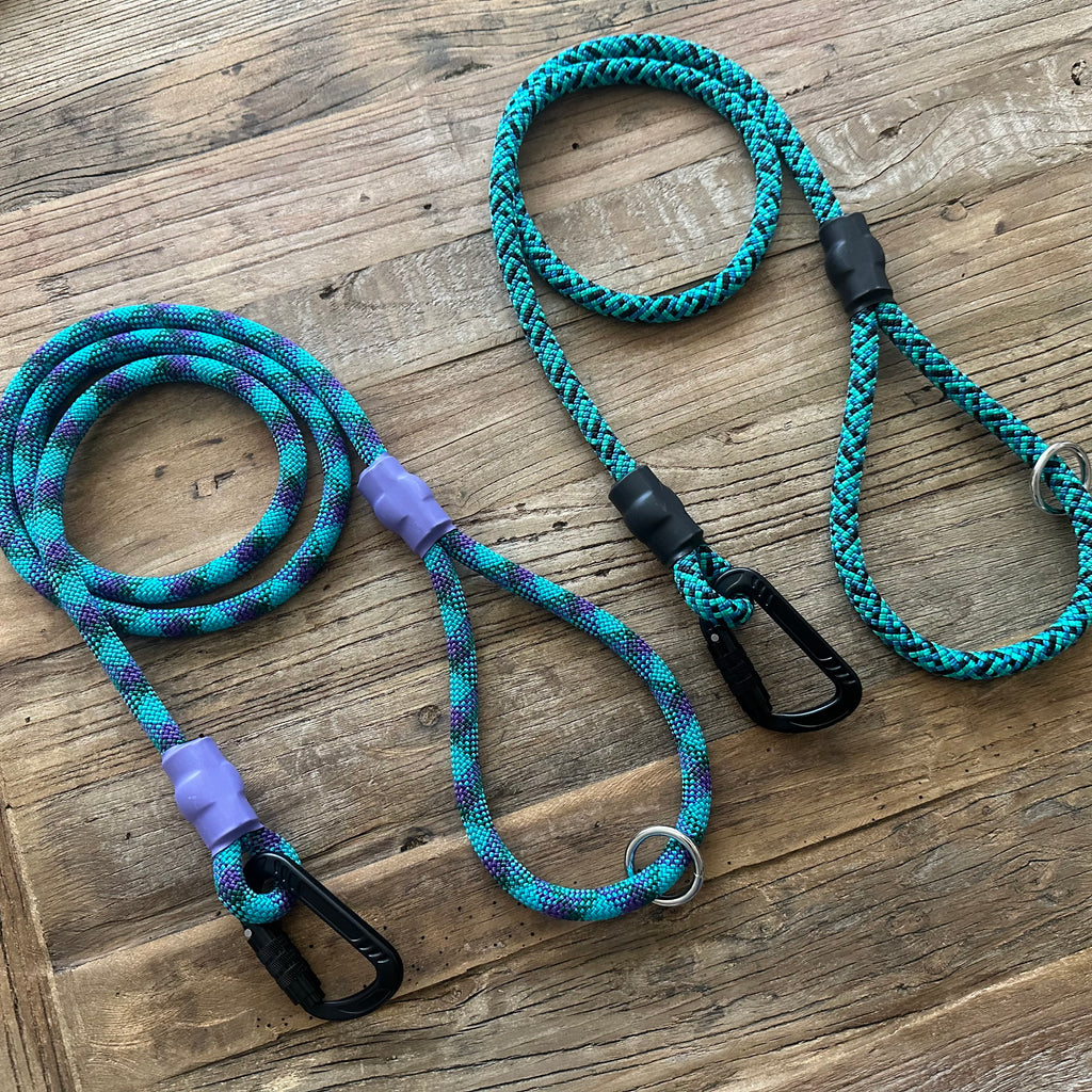 Teal Patterns Climbing Rope Leashes